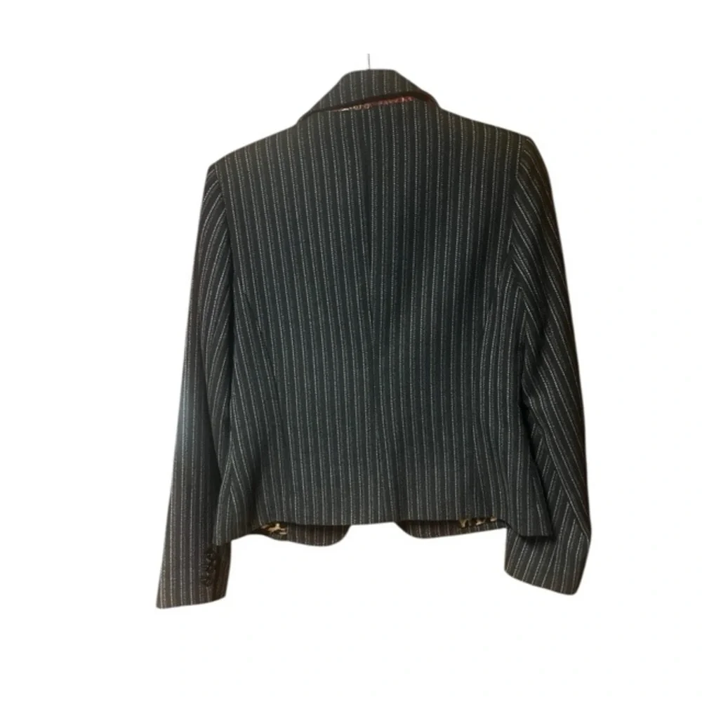 Cabi Joey Pinstripe Leopard‎ Print Lined Blazer